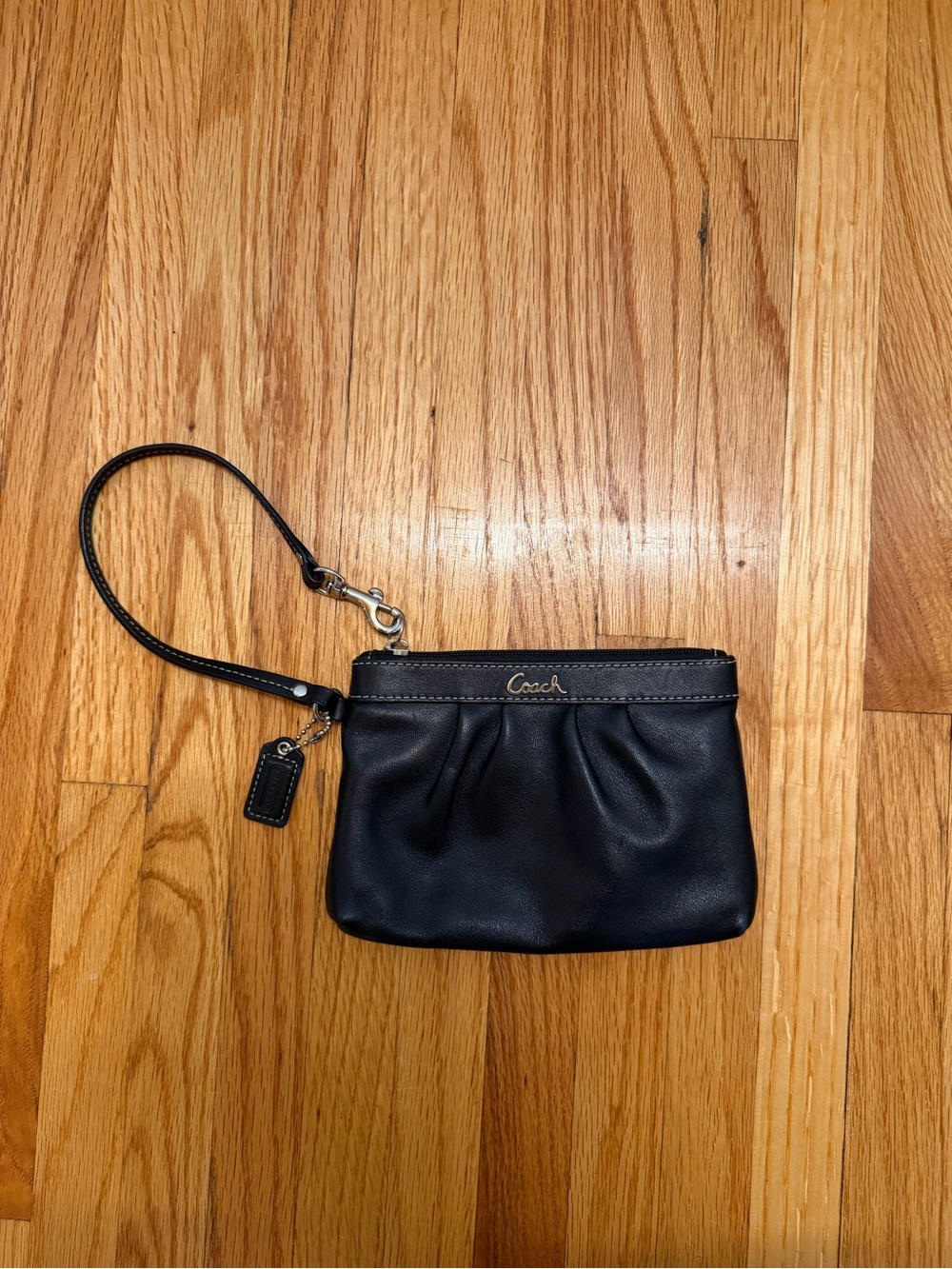 Coach Black Leather Wristlet Pouch